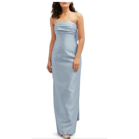 Alfred Sung Evergreen Strapless Bow Back Satin Column Gown Size 10 $289 D856 - Picture 2 of 11